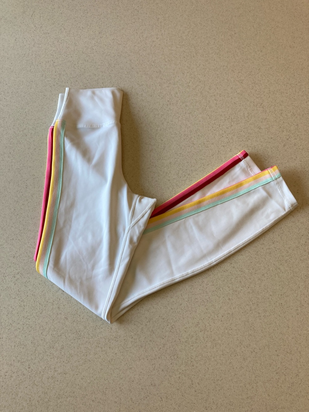 Spiritual Gangster White Rainbow Stripe High Waist Yoga Leggings Women Sz Small